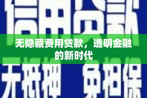 长城无隐藏费用贷款，透明金融的新时代
