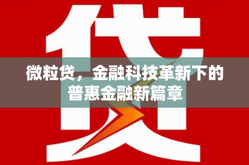 长城微粒贷，金融科技革新下的普惠金融新篇章